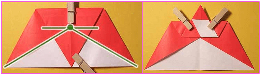 クリスマスオーナメント手作り折り紙　星形サンタクロースの折り方5